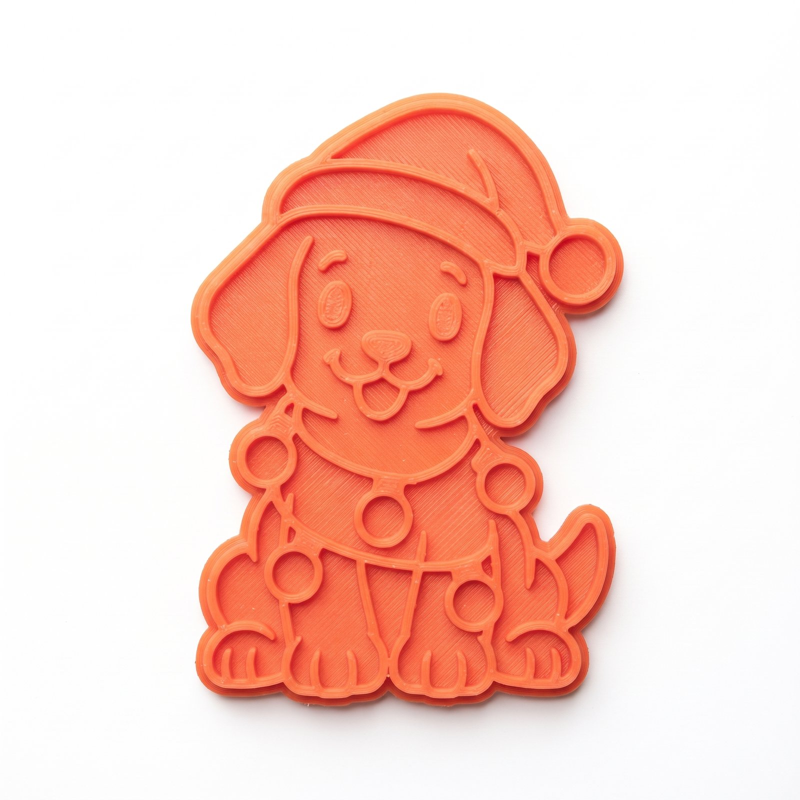 Cortador e marcador de biscoito na cor laranja em formato de cachorrinho de Natal